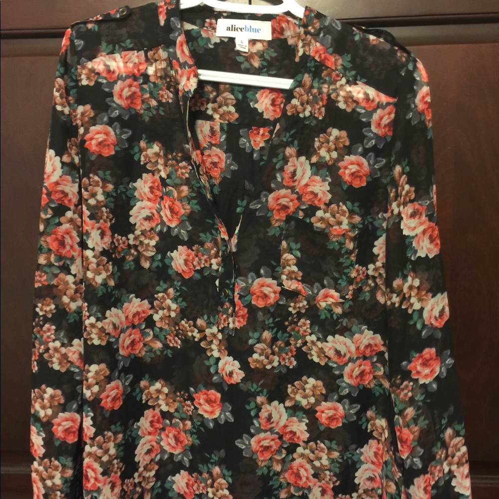 Alice Blue floral sheer blouse